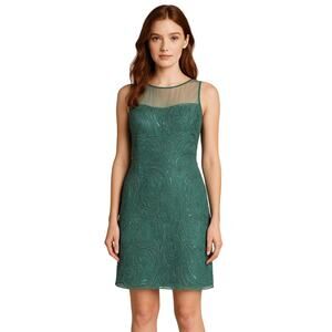 Mikael Aghal Green Sequin and Tulle Dress - Size 12
